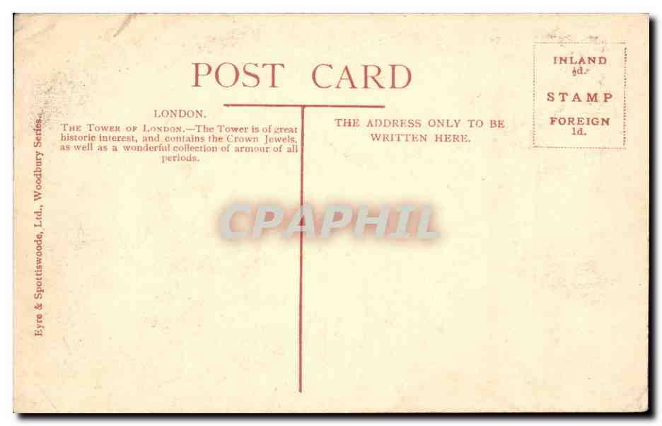 Angleterre - England - London - The Tower of London - CPA  — Rückseite