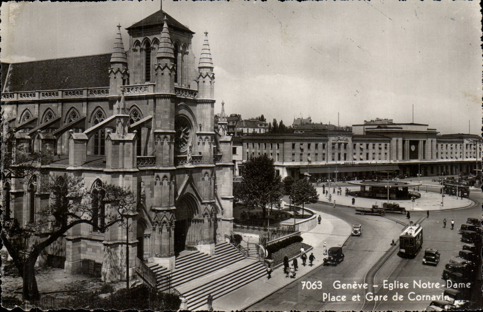 Suisse - Schweiz - Geneve - Geneva - Eglise Notre Dame - Place et Gare - CPA 