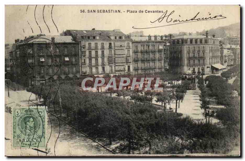 Espagne Spain Espana CPA San Sebastian Plaza de Cevantes