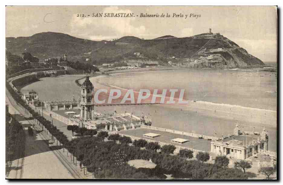 Espagne Espana Spain CPA SAn Sebastian Balnerio de la Perla y playa