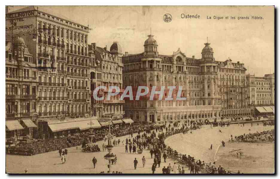 Belgique Ostende CPA La digue et les grands hotels