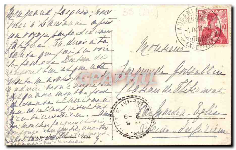 Suisse - Schweiz - Ouchy - Le Chateau - CPA  — Rückseite