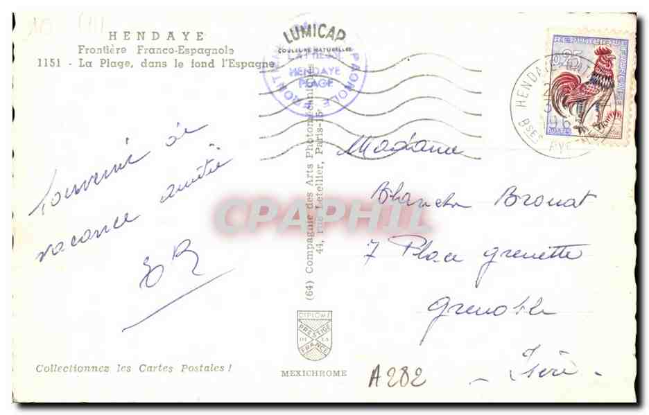 Plage de Hendaye — Frontière Franco-Espagnole — IRIS — Verso