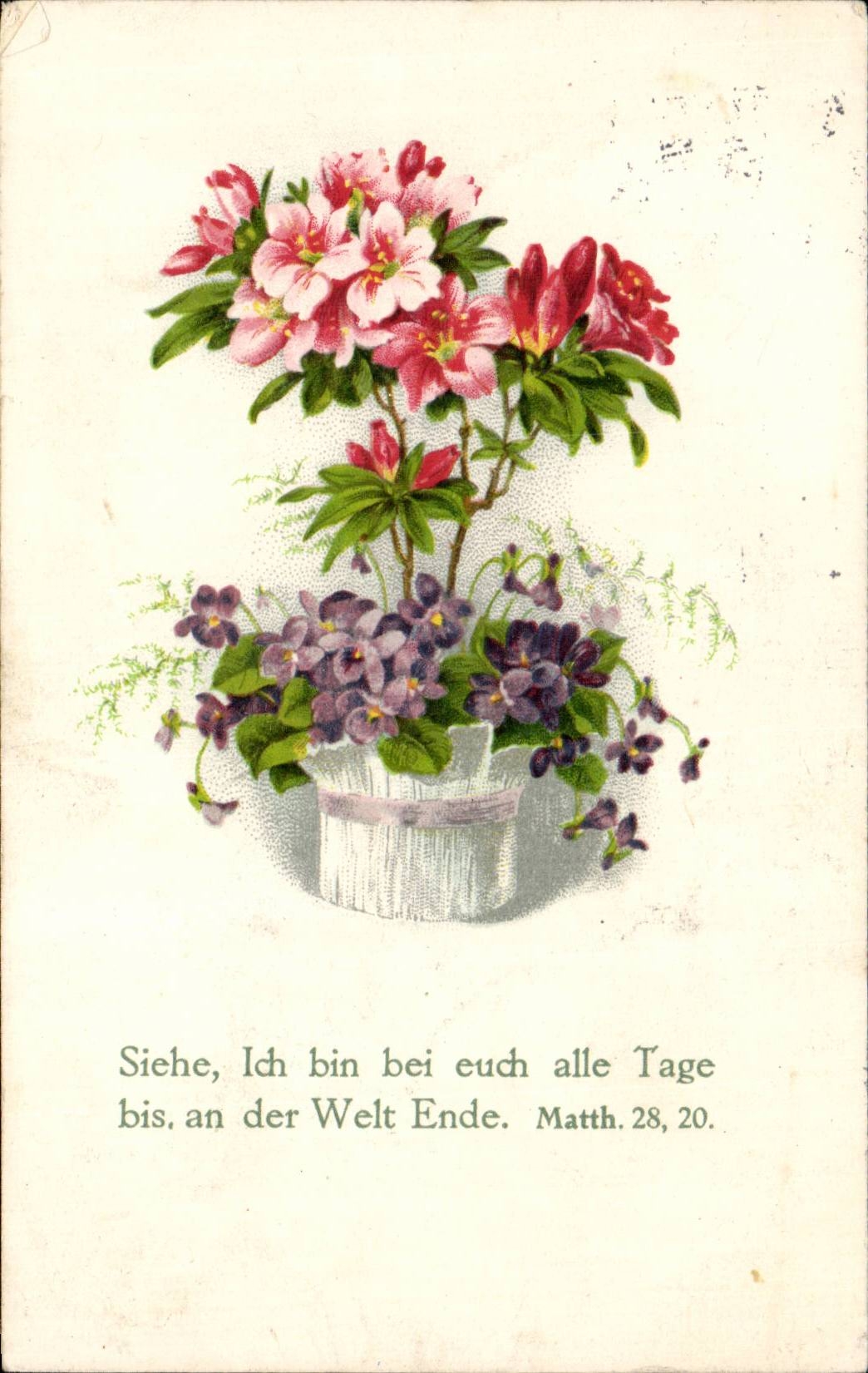 Fleurs - Blumen - Siehe ich bin bei euch ale tage bis an der Welt Ende - CPA 