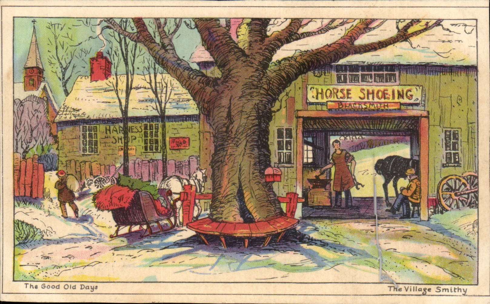 Animaux - Horse - Cheval - The Good Old Days - Horse Shoeing - The Village Smithy - - CPA 