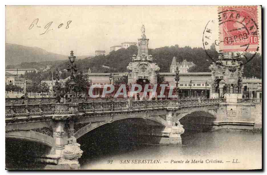 Espana - Espagne - San Sebastian - Puente de Maria Cristina - pont - bridge - CPA 