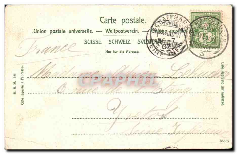 Suisse CPA Schaffhausen Schifflande — Rückseite