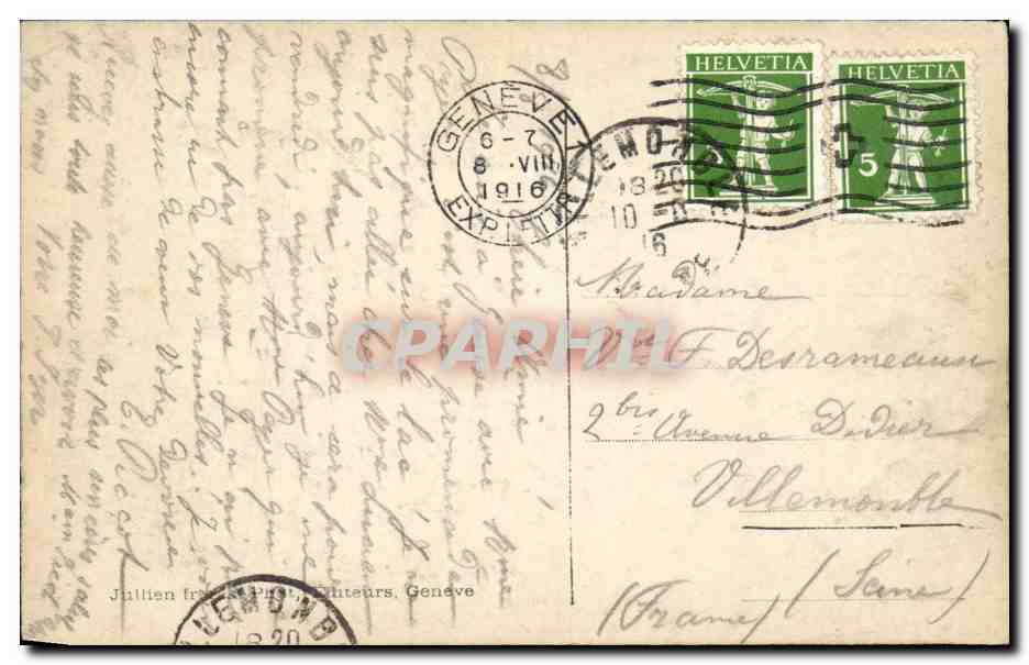 Suisse CPA Geneve et le Mont Blanc — Rückseite