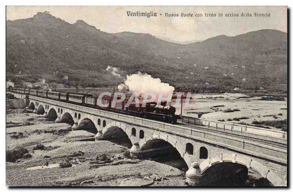 italie Italia Ventimiglia CPA Nuavo Pontecon treno in arriva della Francai (train)