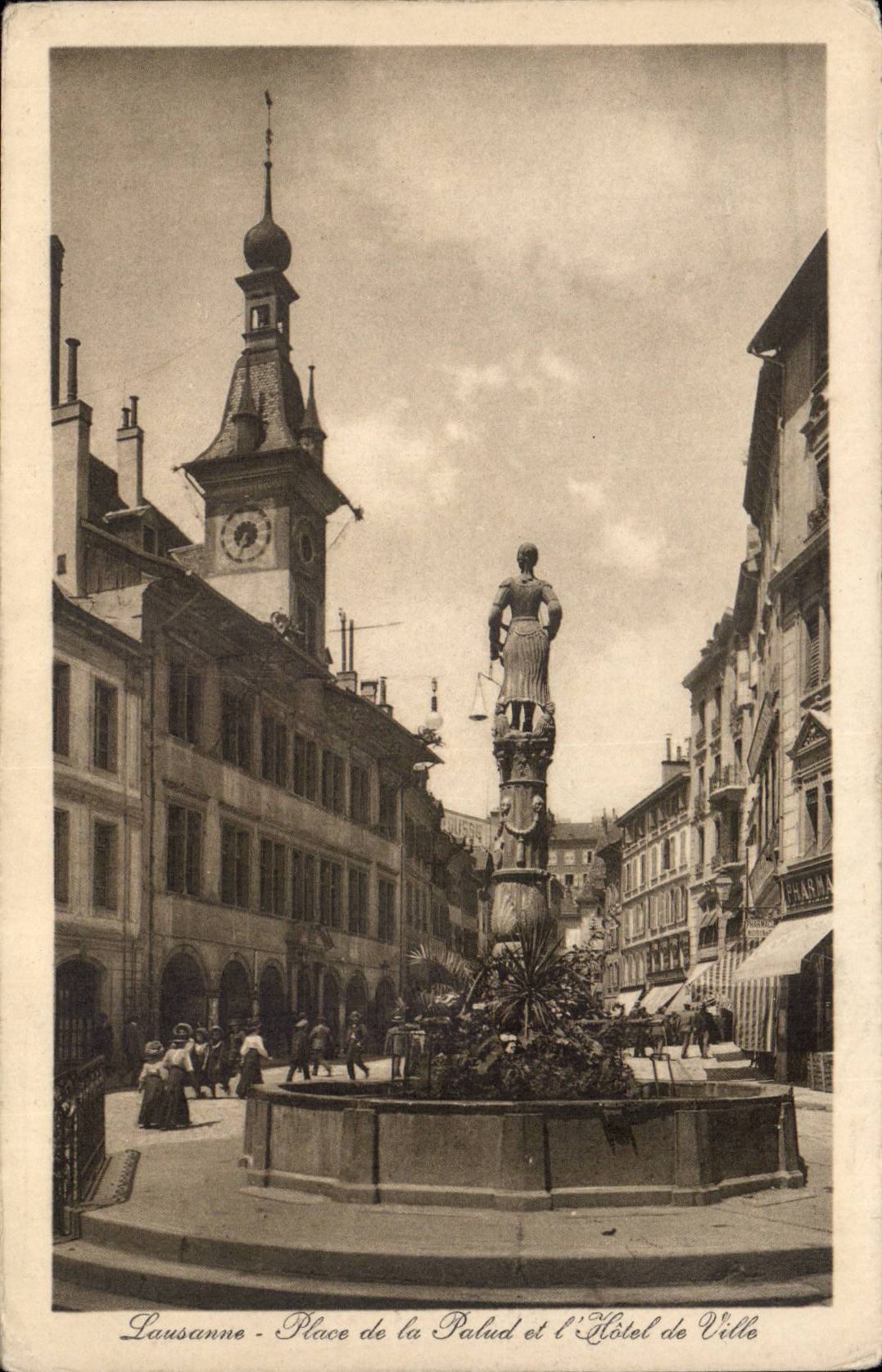 Suisse Lausanne CPA Place de la Palud et hotel de ville