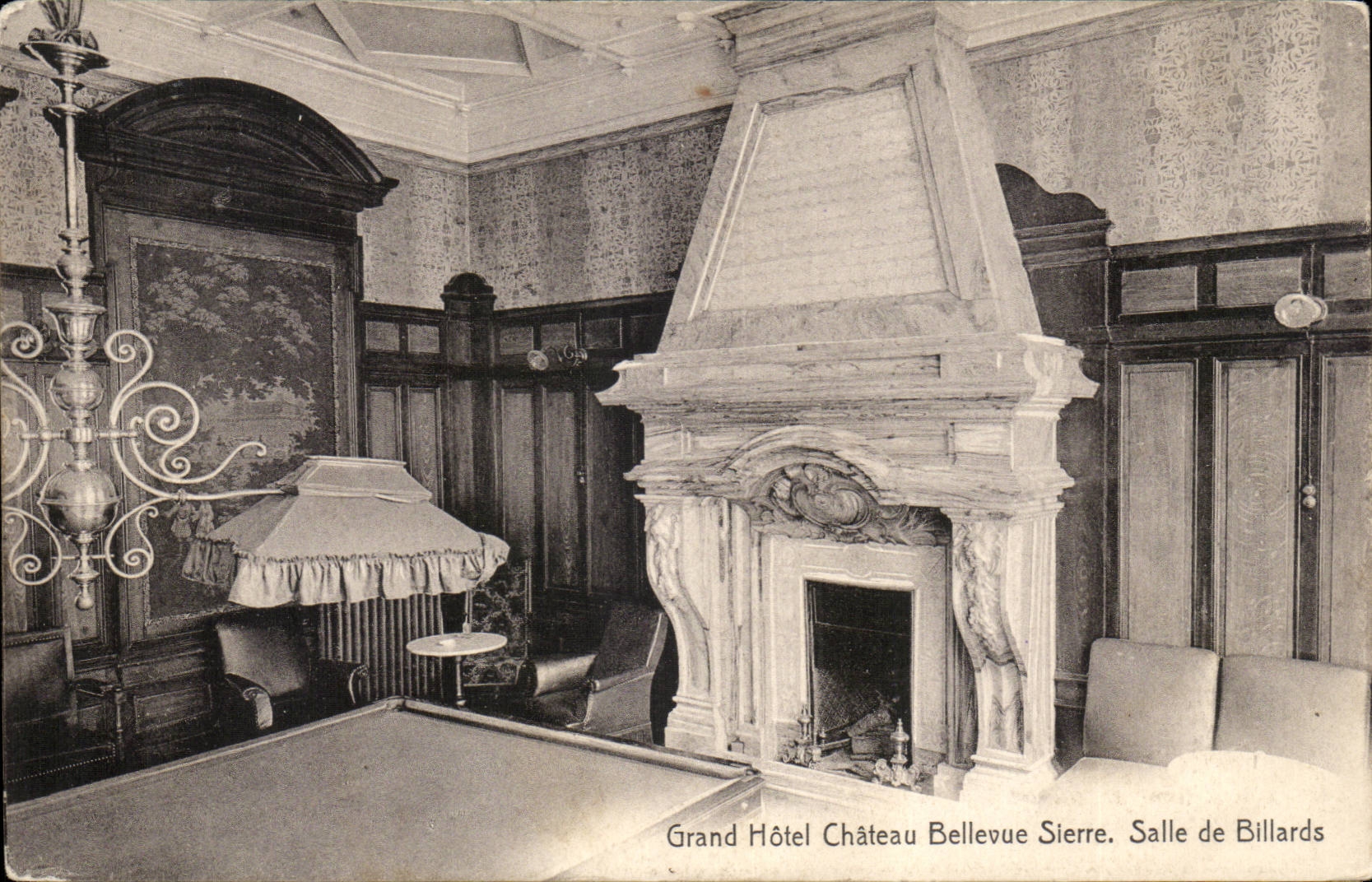 CPA Suisse Grand hotel Chateau Bellevue Sierre SAlle de billards