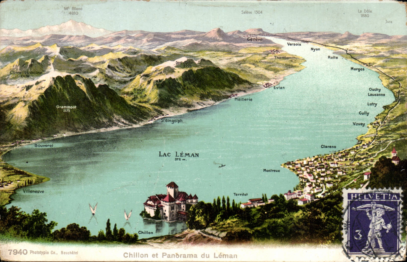 CPA Suisse Chillon et Panbrama du Leman