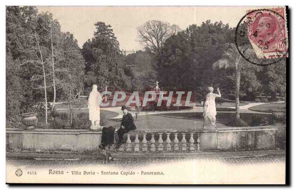 CPA Italie Italia Roma Villa Doria Fontana Cupido Panorama