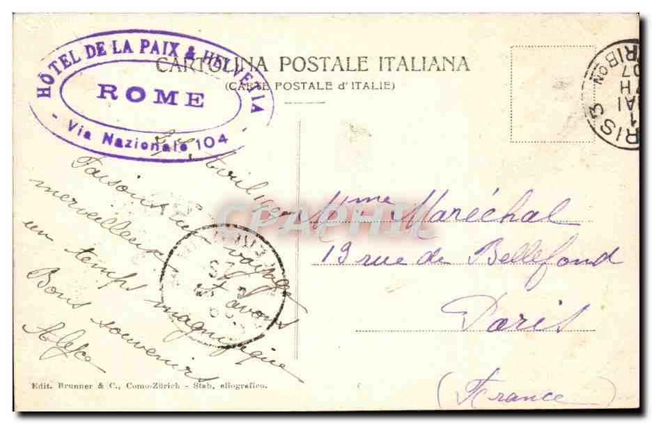 CPA Italie Italia Roma Villa Doria Fontana Cupido Panorama — Rückseite