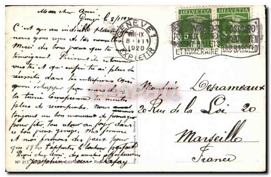 CPA Suisse Geneve La tour du Molard — Verso