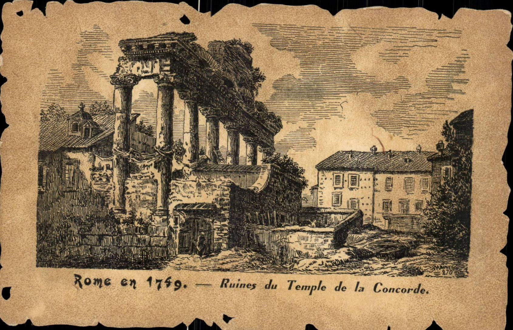 CPA Italie Italia Rome en 1769 Ruines du temple de la Concorde