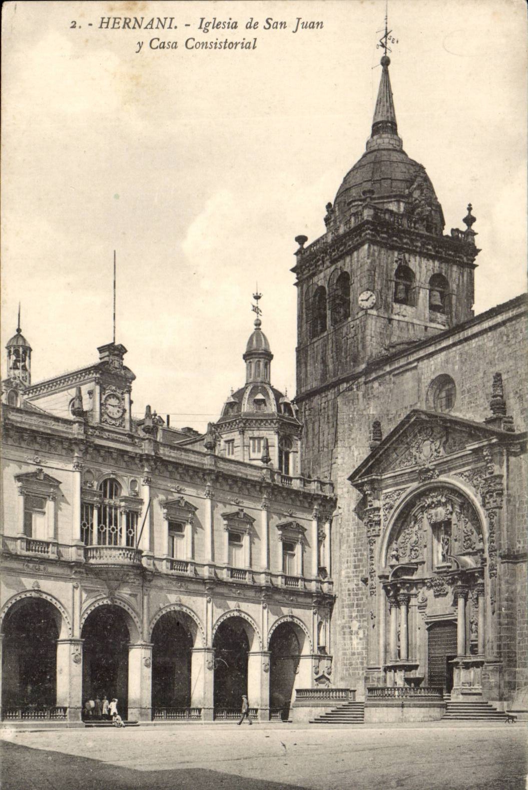 Espagne Espana Spain Hernani CPA Iglesia de San Juan y casa consistorial