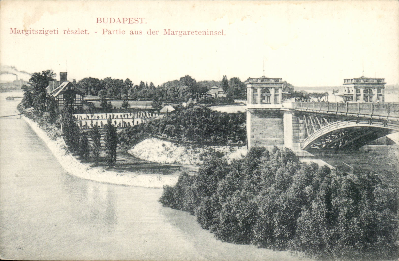 Hungarie Hongrie Budapest CPA Margitsziegeti reszlet PArtie aus der Margareteninsel