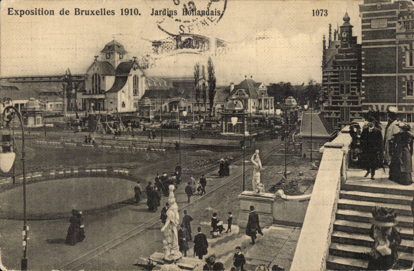Belgie Belgique CPA Exposition de Bruxelles 1910 Jardins hollandais