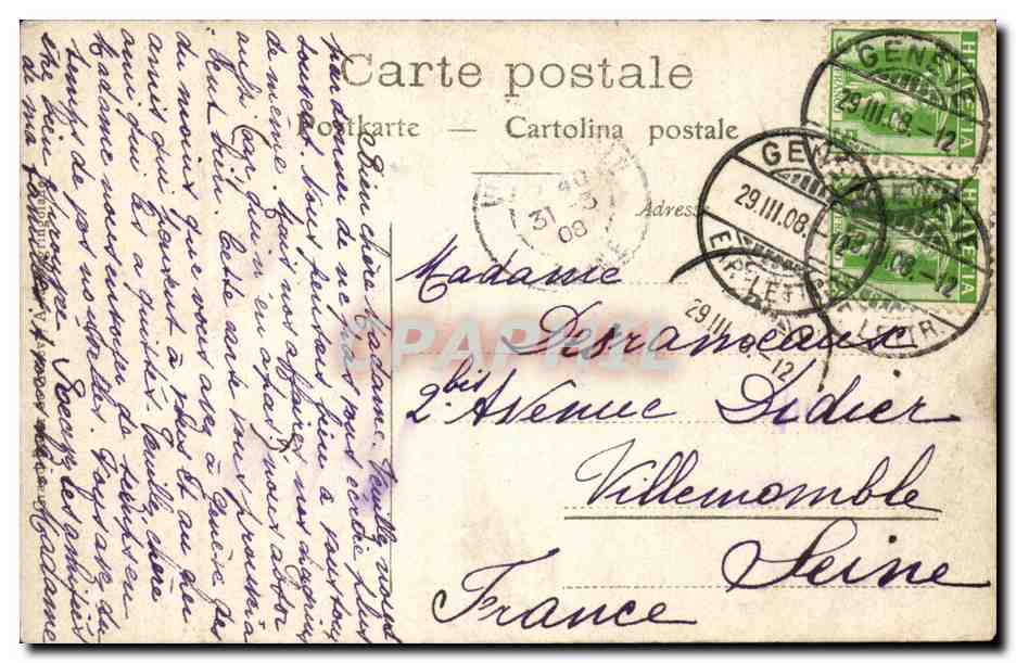 Suisse CPA Geneve Place Bel Air — Verso
