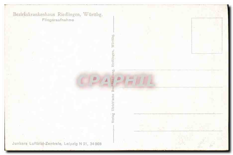 Allemagne CPA Bezirkskrankenhaus Rielingen Wurttbg — Rückseite