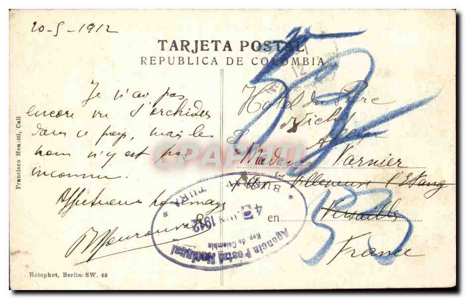 Colombie Colombia CPA Confluencia rios Aguacatal uy Santa Rosa — Rückseite