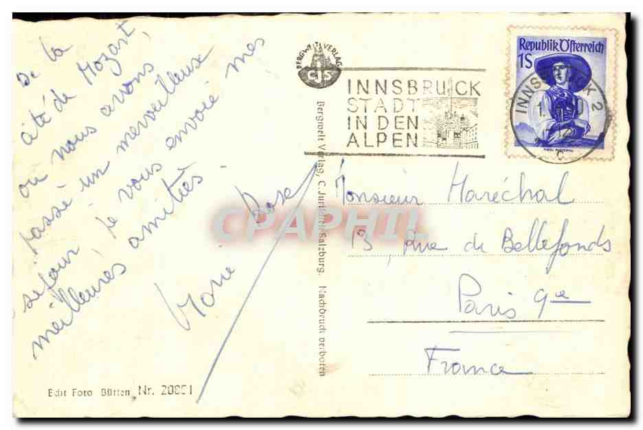Salzburg gegen Hohen Göll 2519 m — Édit Foto Bütten, Nr. 20051 — Verso