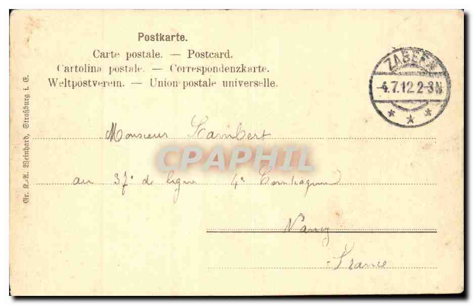 Allemagne Zabern CPA Mittelstadt Centre de la ville — Rückseite
