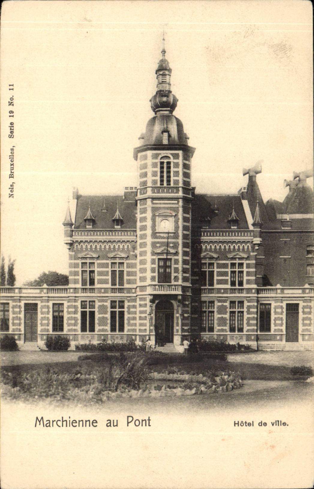 Belgie Belgique Marchienne au pont CPA Hotel de ville