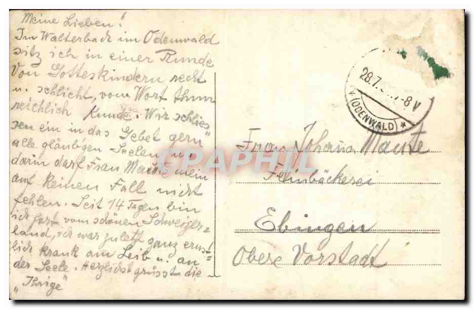 Suisse CPA Hohenluftkurort Besrtelden i Odw Walterbach  — Rückseite