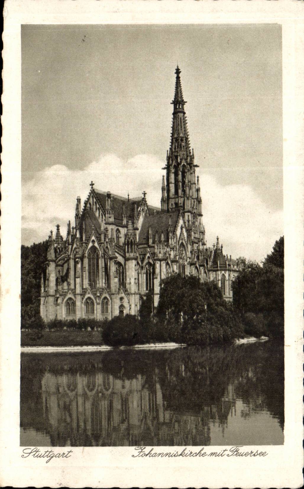Allemagne Stuttgart CPA Johanniskircke mit Fuersee
