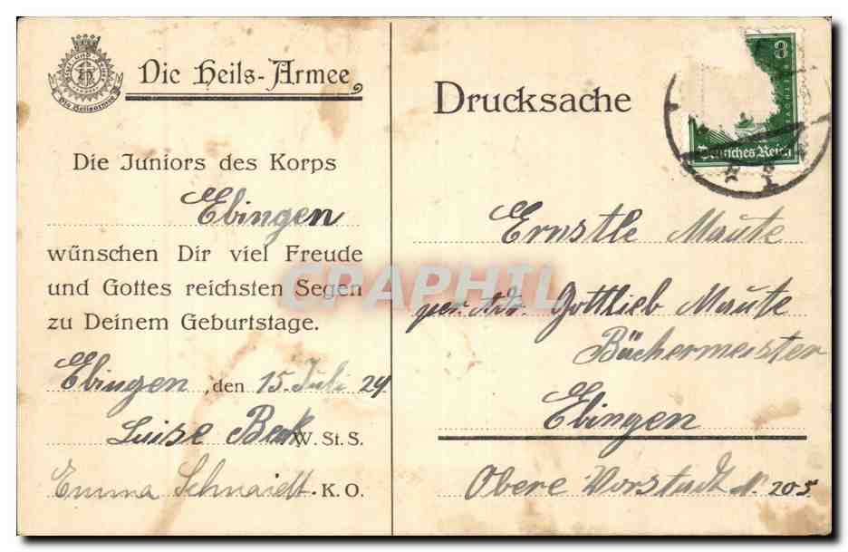 CPA Die Heils Armee Jugendwerk (militaria) Blutt Feuer (armee du salut) — Rückseite