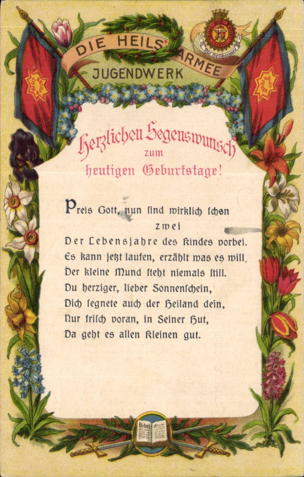 Chlingen — Geburtstagskarte der Salvation Army — Drucksa