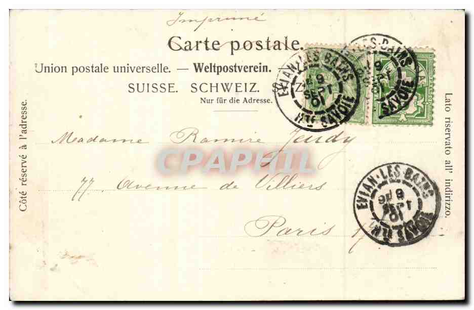 Evian-les-Bains — The Quay — Jullien Frères, Geneva, no. 2056 — Back