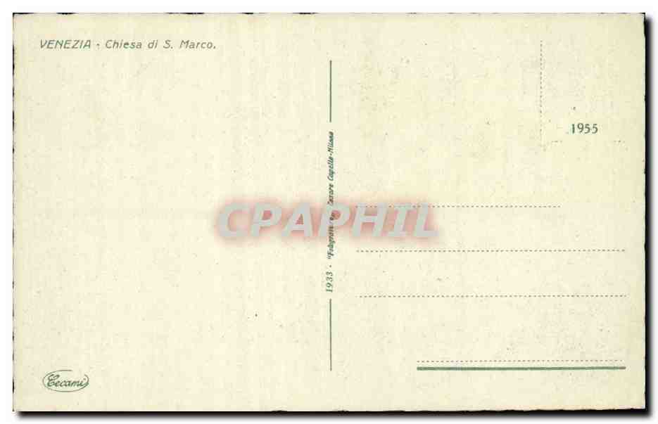 Italie - Italia - Venezia - Chiesa si S Marco CPA  — Rückseite