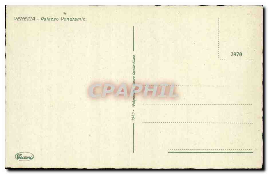 Italia - Italie - Venezia - Veni e - Palazzo Vendramin CPA  — Rückseite