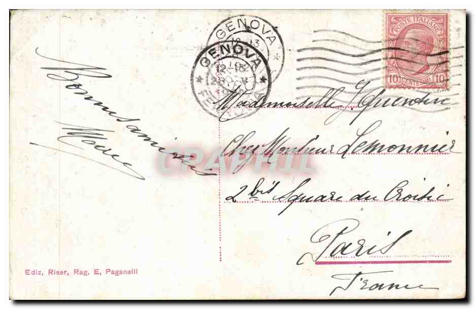 Italia - Italie - Genova - Genoa - Mon a Giuseppe Mazzini - CPA  — Rückseite