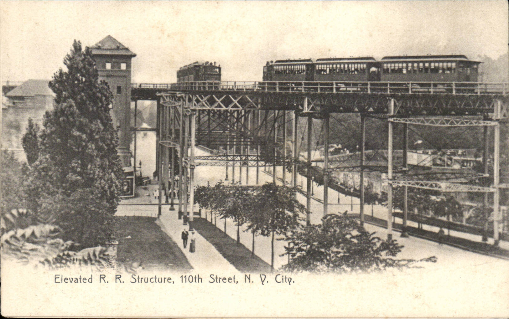 USA - Etats Unis - New York City - Elevated Railroad Structure 110 Street - train - separated sheets- CPA 