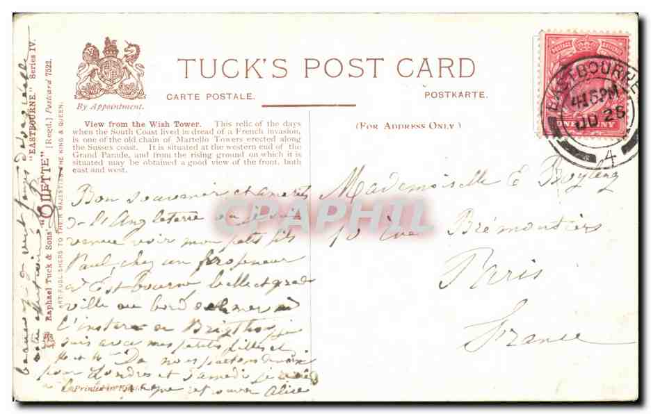 Englad - Angleterre - East Sussex - Eastbourne Wish Tower - CPA  — Rückseite