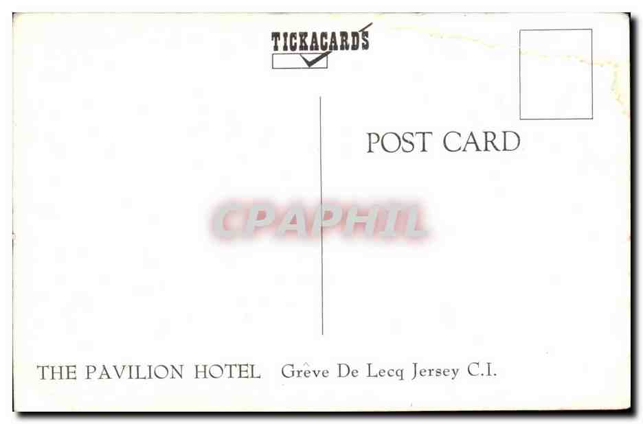 Angleterre - England - Iles de la Manche - Jersey - The Pavilion Hotel Greve de Lecq Jersey C I CPA  — Rückseite