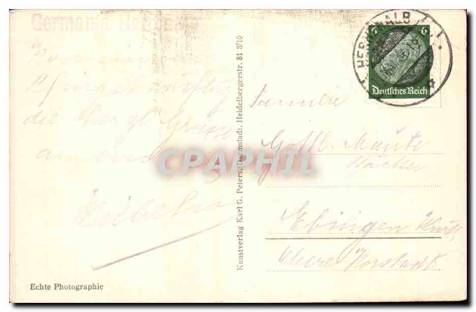 Allemagne CPA Herrenalb Schwarzwald — Rückseite