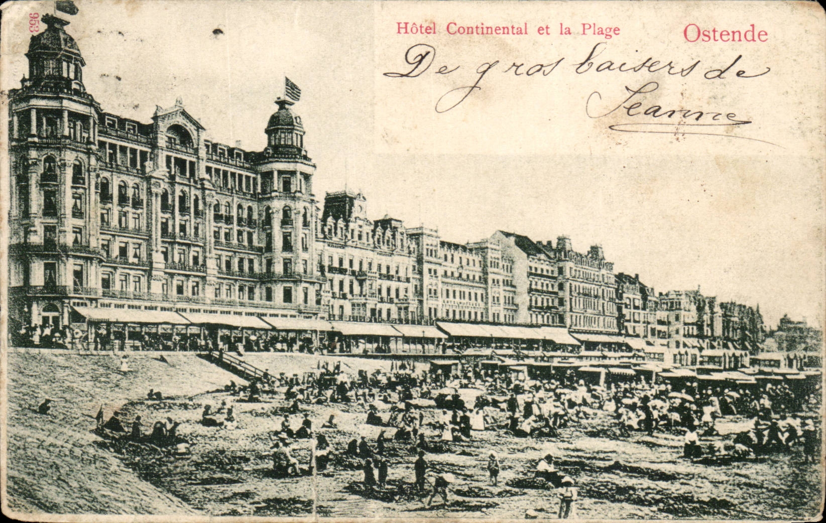 Hôtel Continental et la Plage — Ostende — éditeur inconnu, n° de série 553