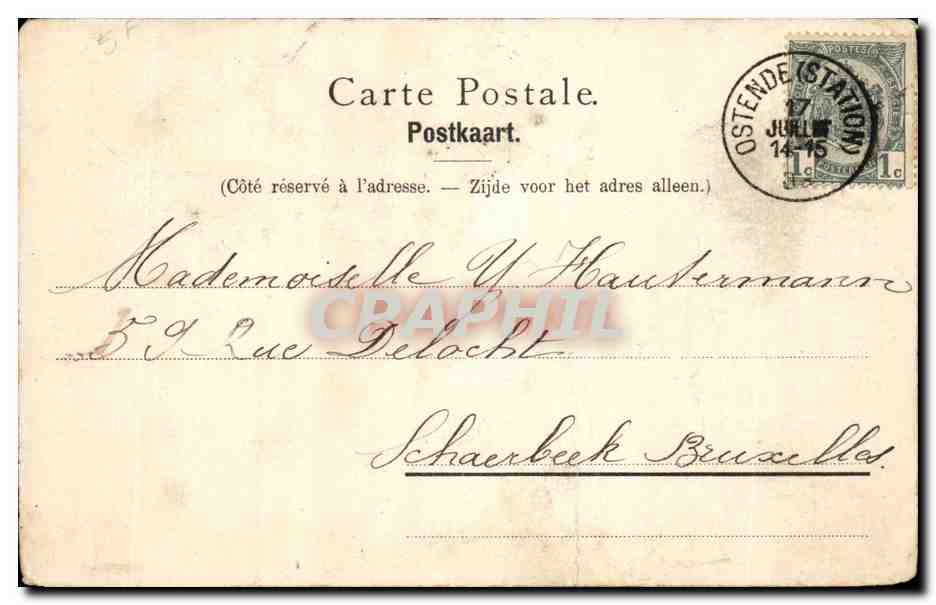 Hôtel Continental et la Plage — Ostende — éditeur inconnu, n° de série 553 — Verso