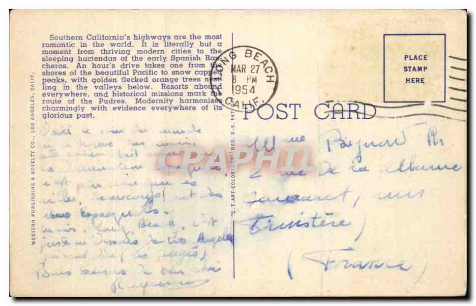 Etats Unis CPA Califronie California — Back