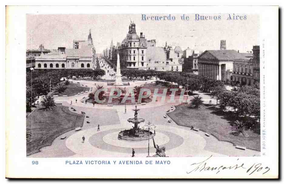 Argentine Aregentina Recuerdo de Buenos Aires Plaza Victori y avenida de Mayo