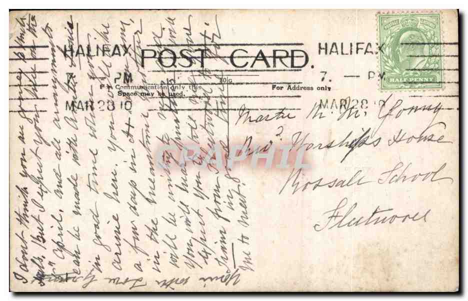 Grande Bretagne Great BRitain CPA GRosvernor Monument Chester CAthedral — Rückseite