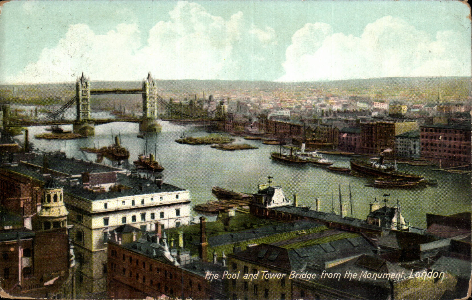 Grande Bretagne London Londres CPA The pool and tower bridge from the monument