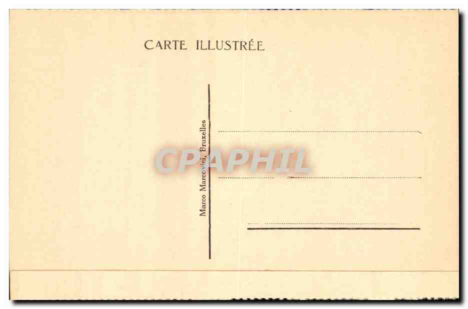 Kollossaal ! — caricature of a character with mirror in front of a statue in Brussels — publisher M. Marcovici, Brussels — Back