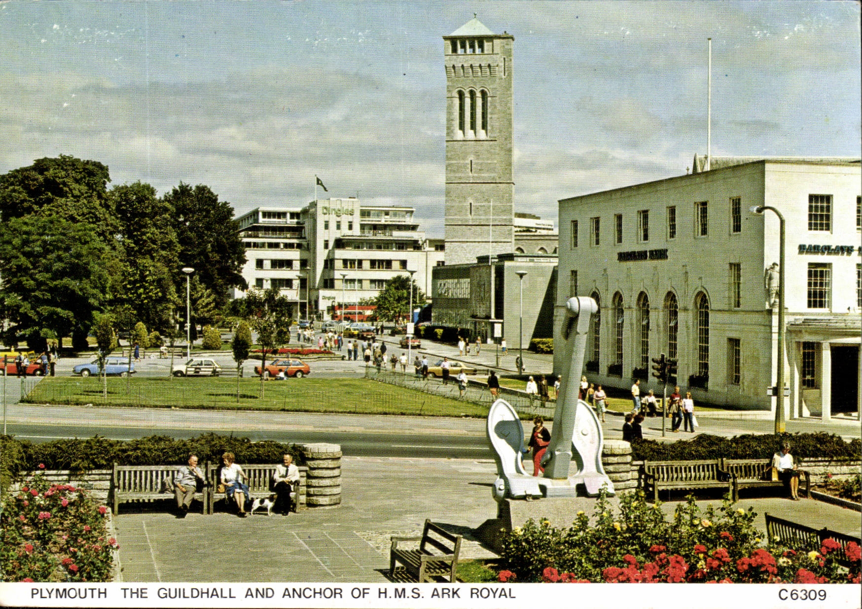 Plymouth — The Guildhall and Anchor of H.M.S. Ark Royal — C6309
