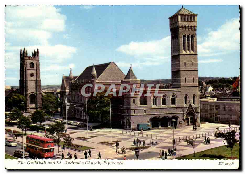 Grande Bretagne CPM the guildhall and St Andrew's church Plymouth